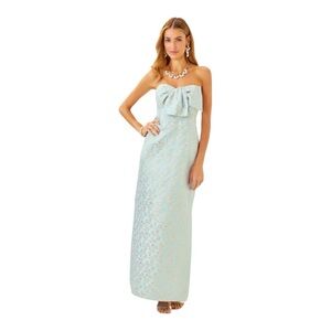 Lilly Pulitzer Carlynn metallic jacquard maxi dress Bluette Ditsy Daisy Size 10